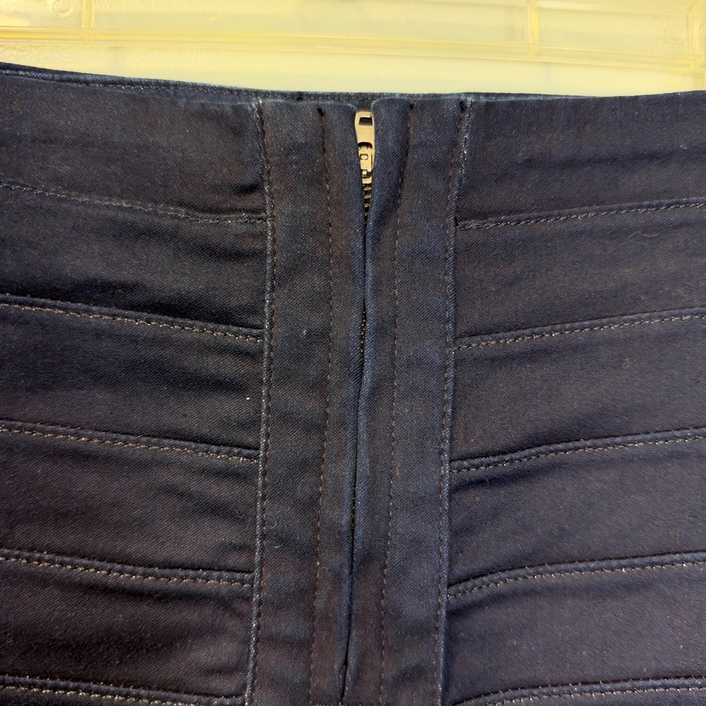 Express Navy Blue Bandage Mini Skirt Size 2 Exposed Back Zipper Bodycon - Picture 3 of 6